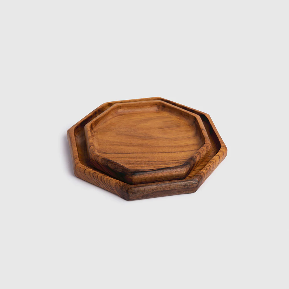 Wooden Octagon Plate Set of 2 - Image 4
