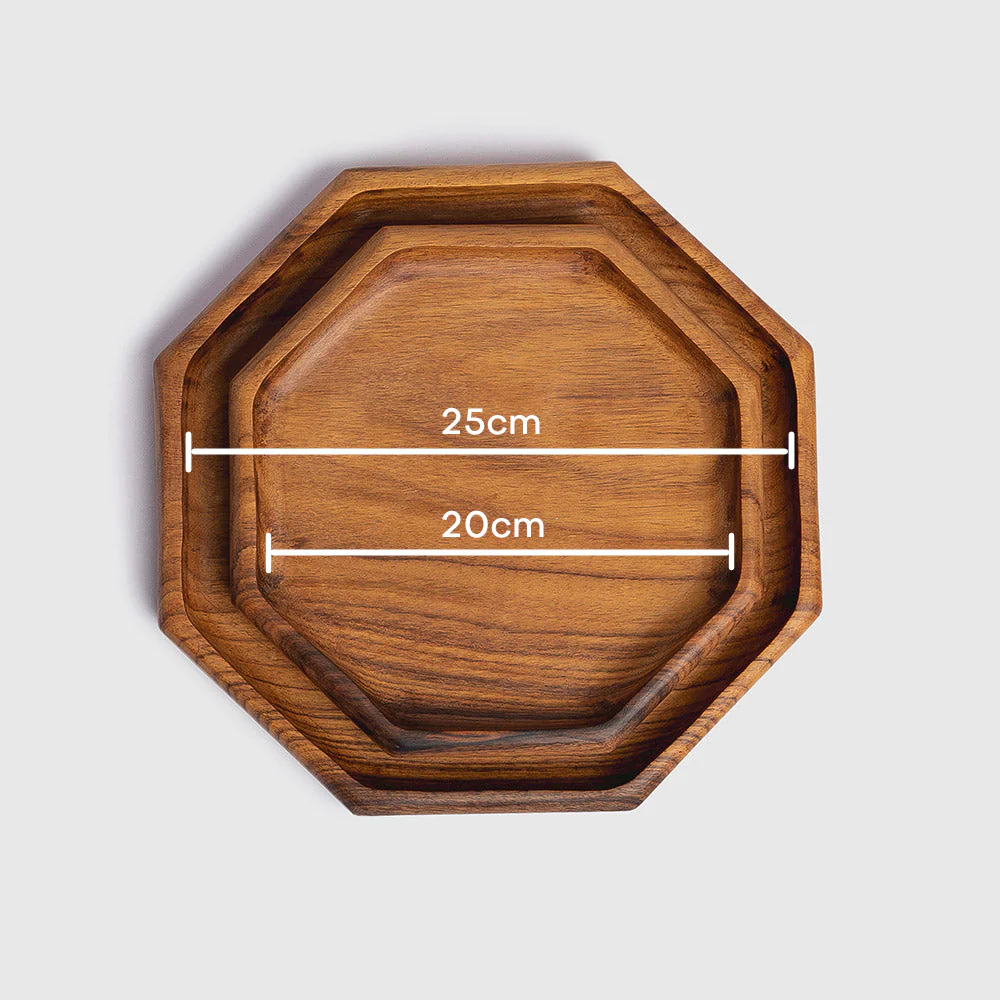 Wooden Octagon Plate Set of 2 - Image 5
