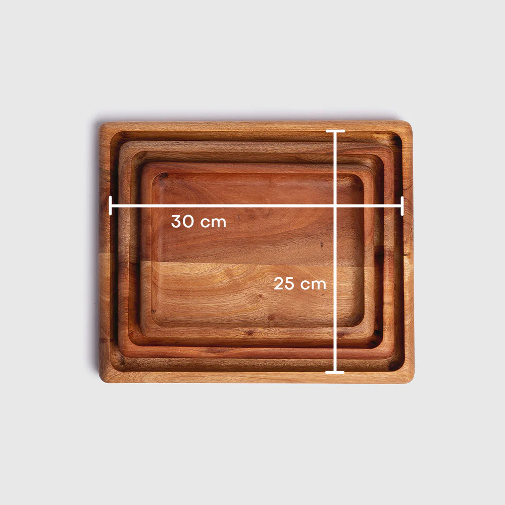 Wooden Rectangle Tray Set - Image 3