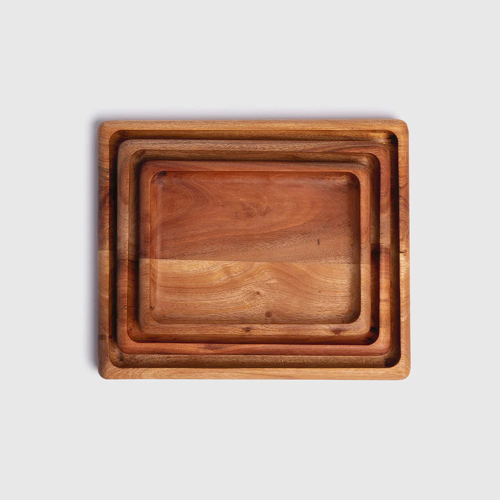 Wooden Rectangle Tray Set - Image 4